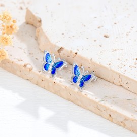 LWXIE Diamond Butterfly Stud Earrings for Women 925 Sterling Silver Lab Grown Diamonds Jewelry Gifts 0.12 cttw D Color VVS Clarity