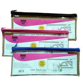 Ark Federmäppchen, PVC, farbiger Reißverschluss, 330 x 125 mm, durchsichtig, 12 Stück