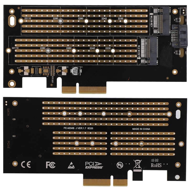 PCIE to M.2 SATA+NVME Dual Disk Expansion Card for 2230