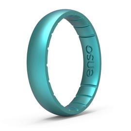 Enso Rings Thin Elements Silicone Ring – Stackable Wedding Engagement Band – 4.3mm Wide, 1.75mm Thick (Peacock Quartz-Colored, 10)