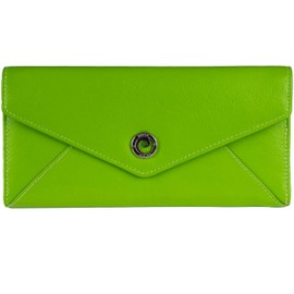 Pierre Cardin Women's Genuine Leather Envelope Purse - Nappa x17 Card Slots Soft, Smooth, Durable & Crease Proof Ladies Wallet (Light Green)