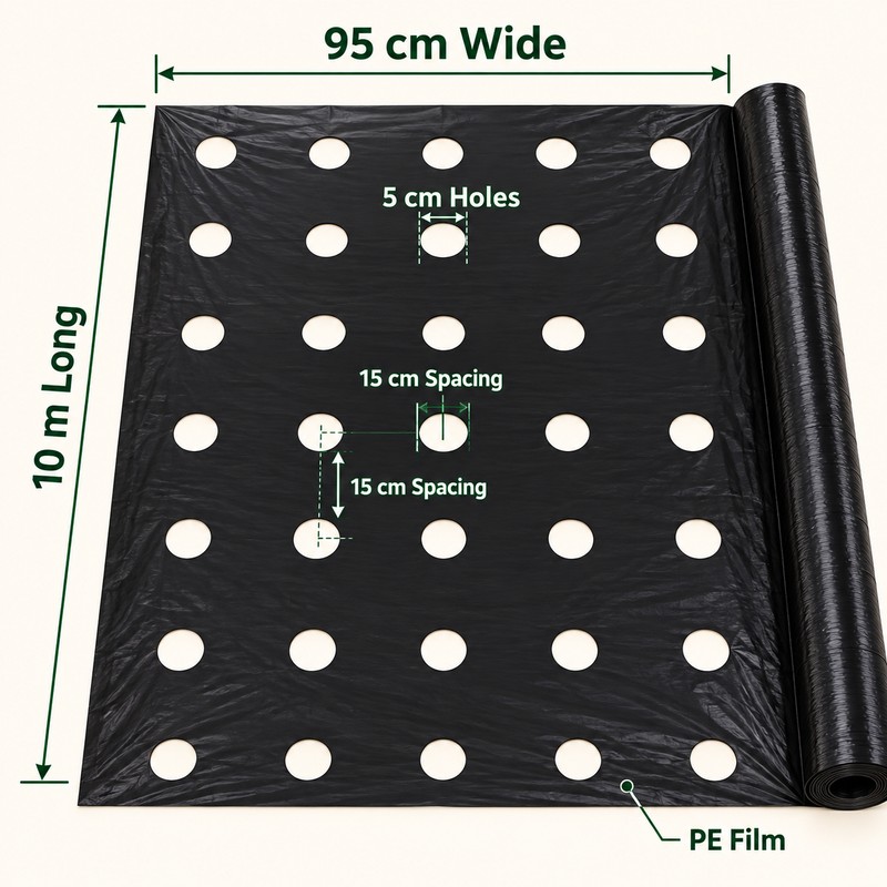 Black PE Mulch Film for Vegetable Gardens and Greenhouses, 37.4