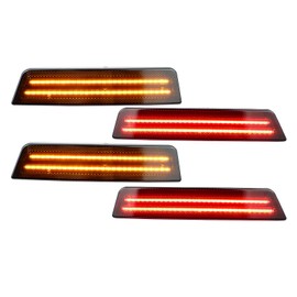 ZDEERAOTO Red LED Front & Rear Fender Side Marker Lights Kit for Dodge Challenger 2008-2014 for Dodge Charger 2011-14,Smoked Lens Bumper Sidemarker Lamps,4pcs