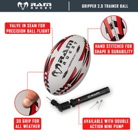 Ram Rugby/Training Rugby Ball – 3D Grip – Absolute Top Rugby Balls. NR. 1 IN ENGLAND, red, 5