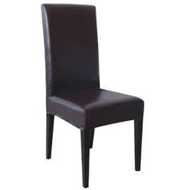 Faux Leather Chair Cover Elastic Waterproof Back Washable Protective Kitchen Dining Room 1 Piece Brown Classic Elegant