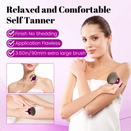 Extra Large Body Makeup Brush For Self Tanner,Makeup Brush For Self Tanner Face Leg,90mm Self Tan Back Applicator,3.6in Sphere Kabuki Brush For Bronzers Blend Self Tanning with Drawstring Bag Purple