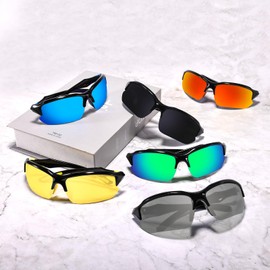 MALIDAK Polarized Sunglasses Men, Cycling Sun Glasses for Men Womens Youth, UV400 Protection Sports Sunglasses for Baseball Running Climbing