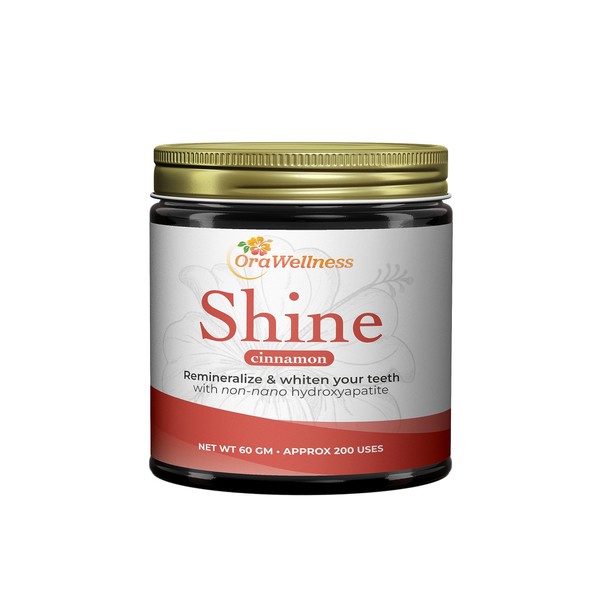 OraWellness Shine Remineralizing Tooth Powder with Hydroxyapatite, Natural Teeth Whitening Powder, Tooth Stain Remover and Polisher, Cinnamon