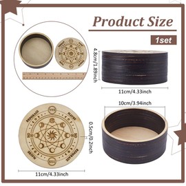 FINGERINSPIRE Moon Phase Divination Box 110x48mm Wooden Divination Boxes with Lid Round Tarot Deck Display Box Navajo White Moon Phase Case for Crystal Stone Storage Altar Supply Meditation Accessorie