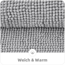 OLANLY Chenille Badematte rutschfest Badezimmerteppich Weich Badteppich Saugfähige Badvorleger Waschbar Duschvorleger für Badezimmer, 40 x 60 cm, Hellgrau