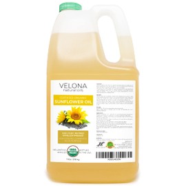 velona USDA Certified Organic Sunflower Oil - 7 lb | 100% Pure and Natural Carrier Oil | High Oleic, Refined, Cold Pressed | Cooking, Skin, Hair, Body & Face Moisturizing | Use Today - Enjoy Results