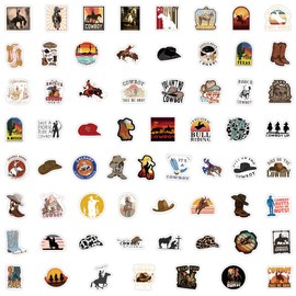 60 Packs Western Cowboy Stickers Water Bottles Laptop Phone Motorcycle Computer Guitar Skateboard Hydroflasks Western Cowboy Vinyl Sticker Waterproof Aesthetic Trendy Decals for Teens Girls Adults