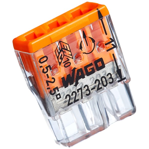 Kopp 33346421 WAGO Compact Junction Terminal 3 Wire Clamps Orange