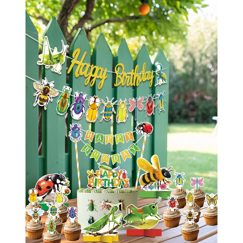 HAPPARTY - Decoración para fiestas de cumpleaños con insectos, diseño