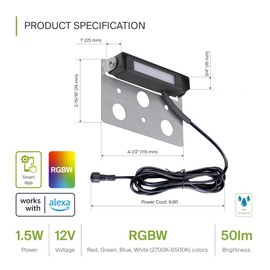 ASD LED 4 Inch Retaining Wall Light Fixture, Hardscape Paver Lighting | RGBW, App & Voice Control, Waterproof, ETL Listed | 2W 60LM RGB-2700K-6500K 12V | Landscape Step Illumination | Black, 8 Pack