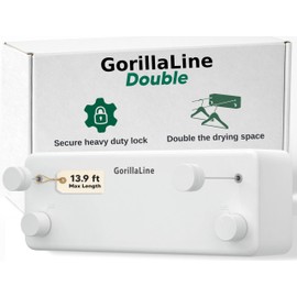 GorillaLine - Retractable Clothesline Indoor Outdoor Clothes Line - Heavy Duty Clothes Drying Laundry Line - Wall Mounted Drying Rack - Air Dry Clothing
