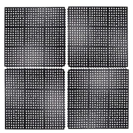 Irongate Prep Set of 4 Heavy Duty Anti-Fatigue Rubber Restaurant Mats, 3 x 3 Feet, Black