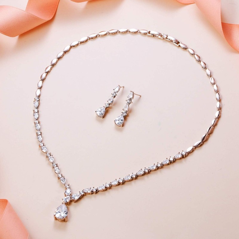 EVER FAITH Mujer Sets de Joyería Cristal Zirconia Cúbica Gota