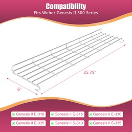 SearCook 66044 Grill Warming Rack Stainless Steel for Weber Genesis II E-310, II E-315, II E-330, II E-335, II S-310, II S-335 (2017 and Newer), Replacement Part for Weber 66044
