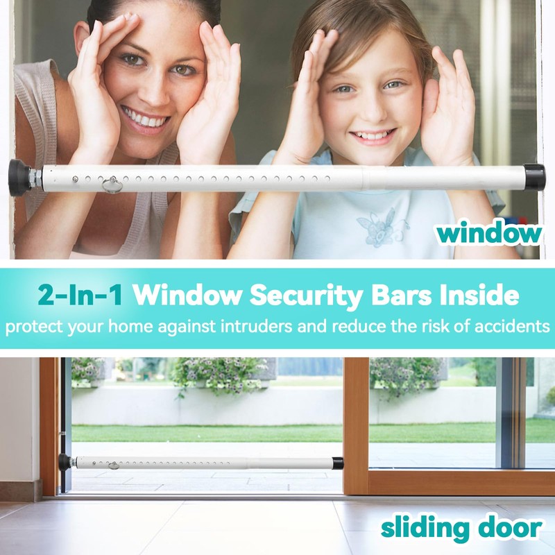 Window Security Bars, 18"-51" Adjustable Window Bars Security Inside, Burglar