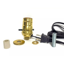 Lamp parts: brass-plated pre-wired bottle kit - 5/8" adapter, brown cord  BK-5