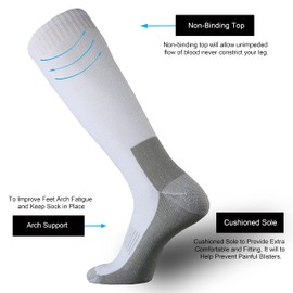 ONKE Mens Thick Full Cushion Over the Calf Socks Heavyweight OTC Knee High Steel Toe Western Work Boot Thermal Hiking Hunting(White L)