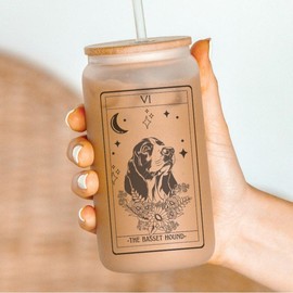 Dog Tarot Card Tumblers, dog mom tumbler,:_Basset Hound