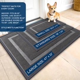 OLANLY OLANLY Front Door Mat Indoor Outdoor Entrance, Waterproof All-Season, All-Weather Doormat, Sturdy Natural Rubber, Fade Resistant, Low Profile, Easy Clean Patio Porch Entryway Mat, 59x35, Dark Grey