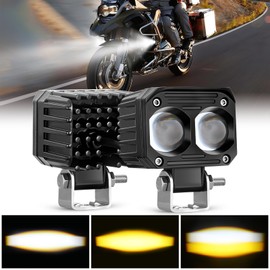 Nilight Motorcycle Driving Lights 2.5 inch White Amber Spot Beam Fog Light LED Pods IP67 Waterproof Auxiliary Offroad Lighting for Motorbike Dirt Bike e-Bike Scooter Snowmobile ATV UTV SUV Truck