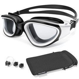 FullLove Polarised Swimming Goggles for Adults, 10x Long-Lasting Anti-Fog Waterproof UV Protection with Nose Clip and Ear Plugs for Men and Women