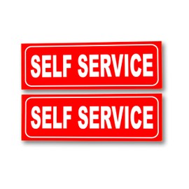 eSplanade Self Service Sign Sticker Decal - Easy to Mount Weather Resistant Long Lasting Ink Size (9" x 3")
