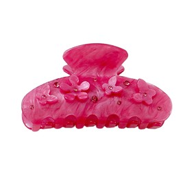 OUSEON Dual-Tone Acetate Hair Claw Clips with Rhinestones, Blush & Rose Floral Butterfly Hair Clamps for Women, Elegant Snag-Free Accessories for Date Nights Party Brunch (Rose Pink)