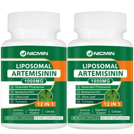 NICMIN Liposomal Artemisinin Supplement 1000mg, Sweet Wormwood Extract with 200mg Quercetin Phytosome, Maximum Absorption for Antioxidant 120 Capsules