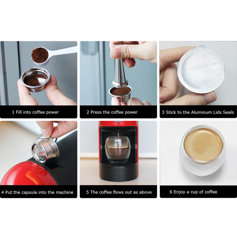 benfuchen Stainless Steel Reusable Refillable Coffee Capsules Compatible with A
