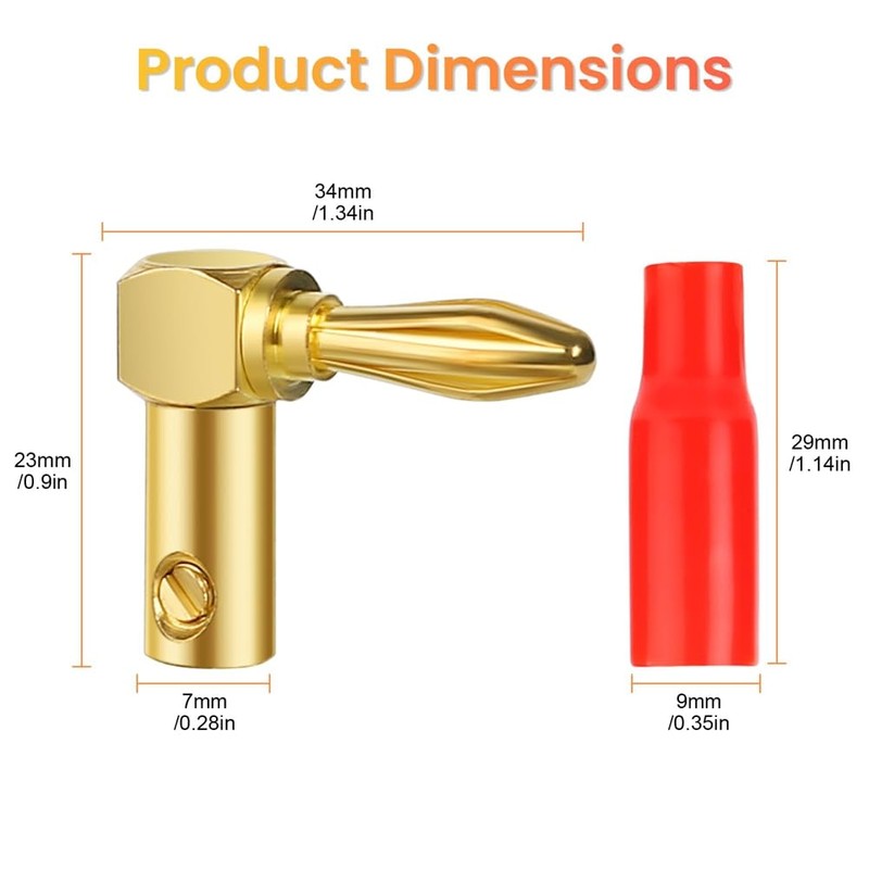 Atelierate Right Angle Banana Plugs 24 Pcs,90 Degree Banana Connector