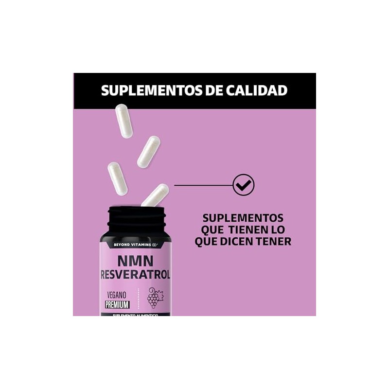 Nmn Resveratrol Betaína Hcl Quercetina Extracto Beyond Vitamins Producción Nad