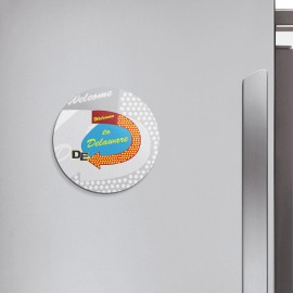 Unbranded Delaware USA State Welcome Road Sign | 4'' X 4'' Round Decorative Magnet