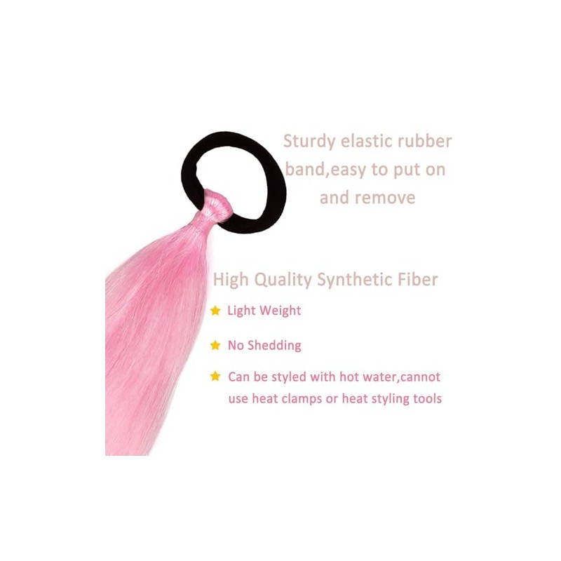 Paquete de 2 extensiones de coleta trenzada rosa con lazo