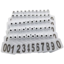 Cattle Ear Tags, Large Plastic Livestock Ear Tags for Sheep Cattle Calf Hog with Number 001-100/101-200/201-300, Animal Identification Ear Tag(White,001-100)