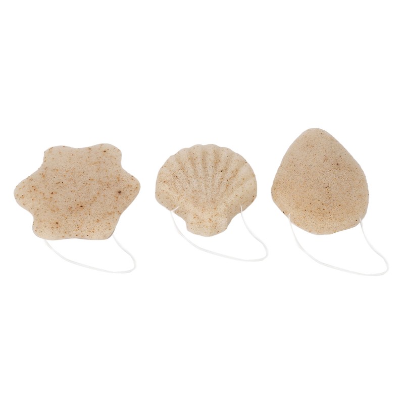 3pcs Walnut Powder Exfoliating Facial Sponge Soft Skin Cleansing Konjac
