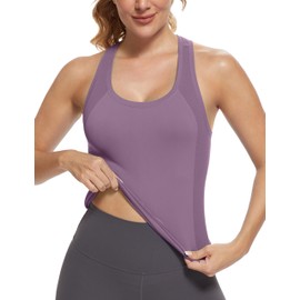 MathCat Workout Tops for Women Racerback Tank Tops Seamless Running Tank Tops Muscle Tank Sleeveless Gym Tops Yoga Athletic Shirts Grey Purple