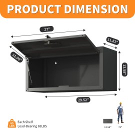 Heavy Duty Metal Black Wall Mounted Tool Storage Cabinet for Garage Workshop Assembly Requiredcolor: Black Color