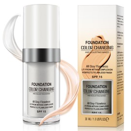 Colour-Changing Liquid Foundation, Concealer Cover for Aging Skin, SPF 15 Full Day Flawless Colour-Changing Foundation Make-Up, Conceals Wrinkles and Lines, Moisturising Long Lasting Cream (1 Piece,