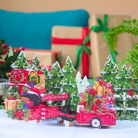 HEARTAGS- Pop Up Christmas Card, Dachshund Christmas Card, 6" x 8" Dog Christmas Cards Popup Greeting Cards For Husband, Wife, Kids, Mom, Son, Daughter, Dad, Christmas Pop Up Cards With Envelopes