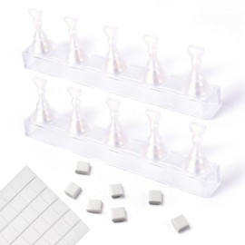 KADS 2 Sets Nail Display Stand Nail Practice Holder Magnetic Fake Nail Tips Holder for Press on Painting Nail Art Stand with 66Pcs Reusable Clay Manicure Design Tool for Salon and Home Use, Jelly White