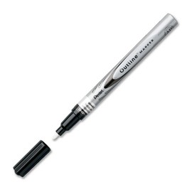 Pentel Arts Outline Marker, Silver Ink Outlined in Black Ink, 1 Pack (MSP60BPZA)