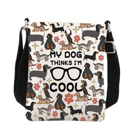 Dachshund Crossbody Bag Dachshund Dog Gifts Dachshund Lovers Gift My Dog Thinks I'm Cool Dachshund Sling Cell Phone Purse Bag, White