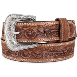 F&L CLASSIC mens Western full grain Leather belt Strap w/Snaps for Interchangeable Buckles, USA,7-941-06-size 40