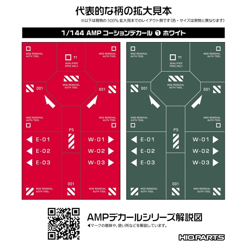 Haikyu Parts AMP01-144-OWH 1/144 AMP01 Cure Decal, White, Set of