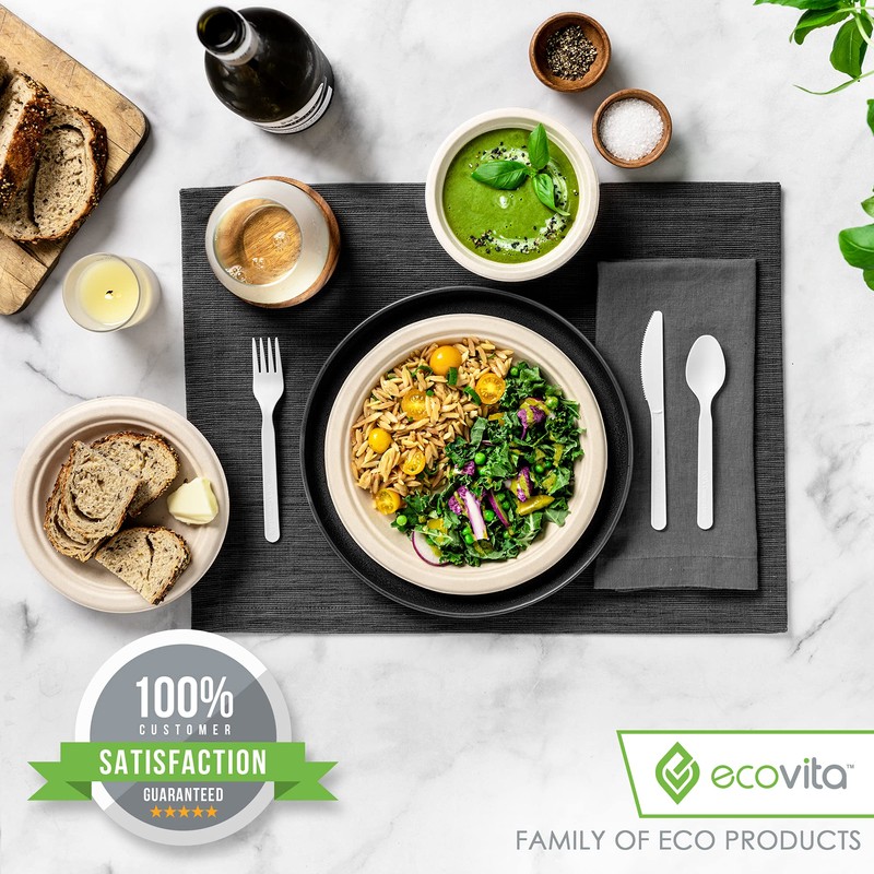 Ecovita 100% Compostable Forks - 500 Large Disposable Utensils (7